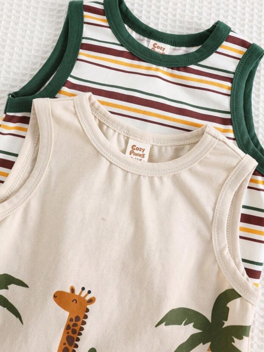 2 Pack Toddler Boy Safari Graphic Tank & Shorts Set - 12-18M - Picture 6 of 9